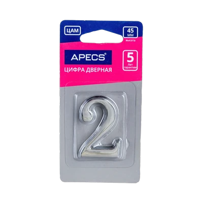Цифра дверная Apecs CR №2 металлическая, хром