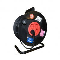 Удлинитель на катушке Jett  4 гнезда 25 м,силовой 16А ПВС  3х1,5