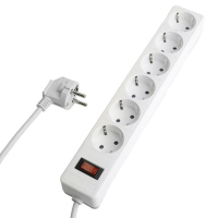Сетевой фильтр Stekker Optima 6 гнезд 1,8 м с заземлением, белый
