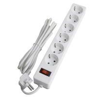 Сетевой фильтр Stekker Optima 6 гнезд 5м, с заземлением, белый(ПВС 3х1,0 мм²)