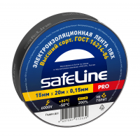 Изолента Safeline 15 мм х 20 м, черная