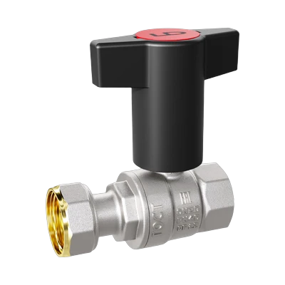 Кран шаровой LD 1/2" с накидной гайкой, внутренняя резьба, Т-образная рукоятка