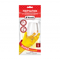 Перчатки хозяйственные Komfi для деликатной уборки, латексные  S, желтые