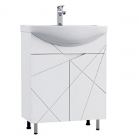 Тумба SANTREK HOME Джой 60, 2 двери + умывальник Rosa Уют 60,белый глянец