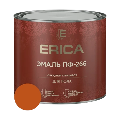 Эмаль для пола Erica ПФ-266 алкидная, желто-коричневая 1,8 кг