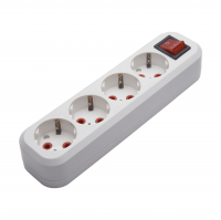 Розетка Stekker 4-местная с/з разборная переносная с выключателем, белый (PST16-411-20)