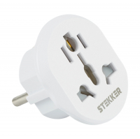 Адаптер-переходник Stekker ультраплоский 16А с/з, белый 