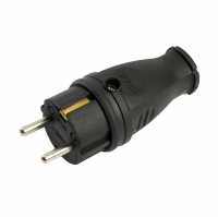 Вилка Stekker прямая 16А 250В с/з каучуковая, черная (RPG16-21-441)