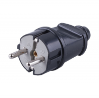 Вилка Stekker прямая 16А 250В с/з пластиковая, черная (PPG16-42-201)