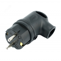 Вилка Stekker угловая 16А 250В с/з каучуковая, черная (RPG16-21-442)