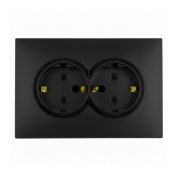 Розетка Stekker Эмили 2-местная с/з скрытой установки, черный уголь (RST16-5114-05)