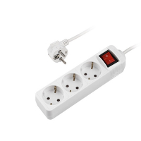 Удлинитель Фаzа 3 гнезда 5 м с заземлением, с выключателем, белый (FES-03-500)