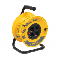 Удлинитель на катушке IEK УК30 4 гнезда 20 м с заземлением, с термозащитой (WKP14-10-04-20)