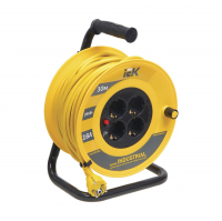 Удлинитель на катушке IEK УК30 4 гнезда 30 м с заземлением, с термозащитой (WKP15-16-04-30)