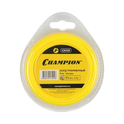 Леска для триммера Champion 2,4 мм 12 м звезда (С5025)