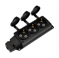 Колодка Rexant Компакт 3 гнезда с/з каучуковая, с крышкой, черный (111-223)