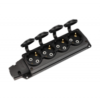 Колодка Rexant Компакт 4 гнезда с/з каучуковая, с крышкой, черный (111-224)