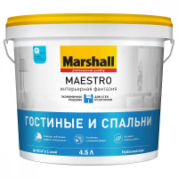 <b>Краска</b> Marshall Maestro Гостиные и спальни моющаяся, слоновая кость (4,5 л)